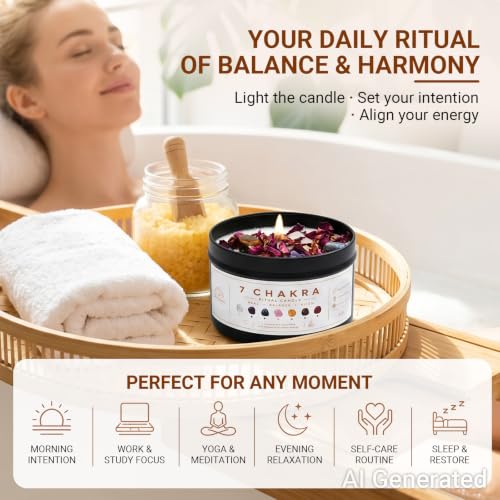 7 Chakra Crystal Candle, Soy Wax, Essential Oils, Meditation Gift