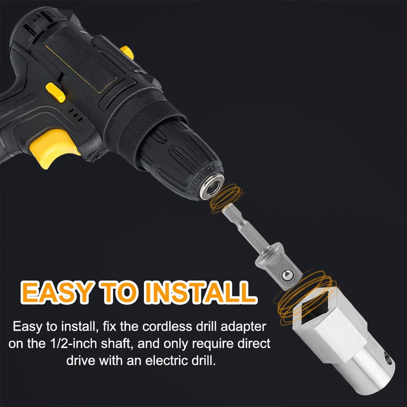 [Australia - AusPower] - Upgraded Stainless Steel Trailer Jack Drill Adapter with Top Wind Crank Handle and Cordless Drill Adapter - 1/2 Inch Socket Adapter Bit Included 