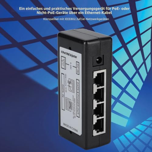 12-48V 4-Port Poe Power Supply Module, Gigabit Ethernet Injector for IP Camera, Compatible with International Safety Standards