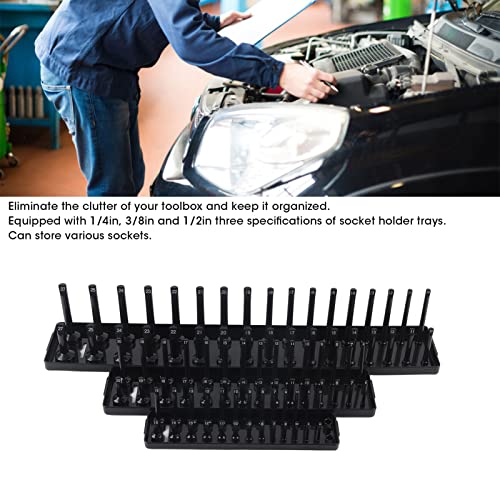 Ymiko 3-piece socket set tool tray with deep and standard socket holders for 1/4, 3/8, and 1/2-inch sockets