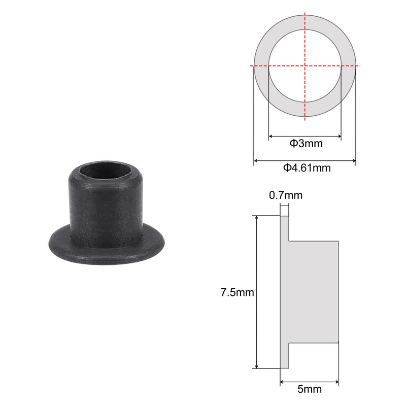 [Australia - AusPower] - uxcell Flanged Sleeve Bearings 3mm Bore 4.6mm OD 5mm Length POM Wrapped Oilless Bushings Black 4pcs 3x4.5x5mm 