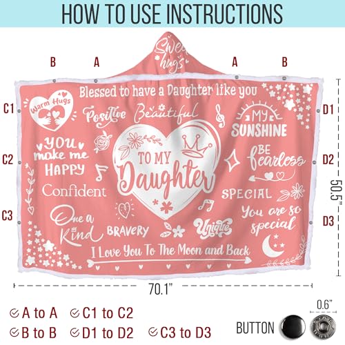 Warmstorey Daughter Gifts from Mom, Dad - Birthday Gift From Mother to Daughter - Mothers Day Gifts For Daughters - Birthday Graduation Wearable Blanket - to My Daughters Blanket from Dad