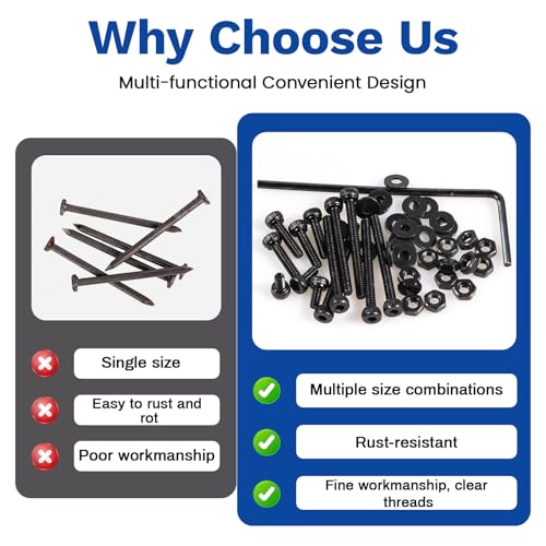 Jiahezhi 461-piece M3 metric socket head screw and bolt assortment with washers, nuts, and M3x30–50 screws