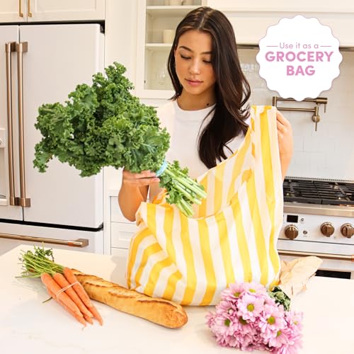 Papaya Reusable Grocery Shopping Bag, Foldable & Lightweight 3 Pack Multi Color