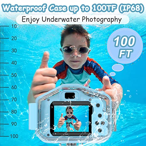 DEKER Kids Waterproof Camera, Underwater HD Digital Camcorder, Blue