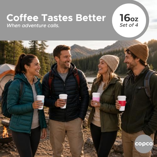 Copco Acadia Travel Mug, 16 Oz - Pink, Azure, Brown, Red, Set of 4
