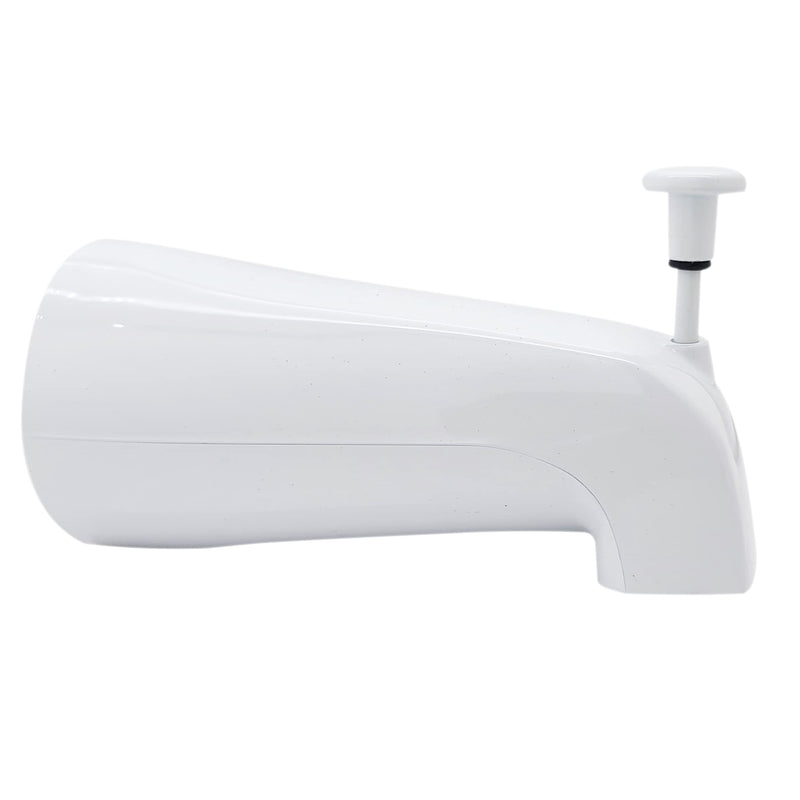 Westbrass E531D-1F-2-50 5-1/4" Reach Wall Mount Tub Spout with Front Diverter, Powder Coat White (2-Pack) 2 Pack