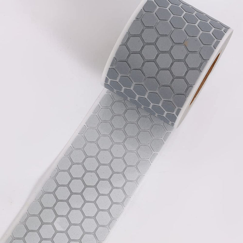 High Visibility Iron On Silver Reflective Heat Transfer Vinyl Tape for Clothing Honeycomb-Shaped (2 Inch x 10 Yard) 2 Inch x 10 Yard