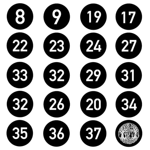 20Pcs Round Gobos Kit for Optical Snoot,66mm/2.6in Metal Plate Patterns Compatible with Godox BFP/BP-SE/OT1/OT1 Pro/Westcott,Custom Gobos Number Series for Birthday Shot/Tiktok etc