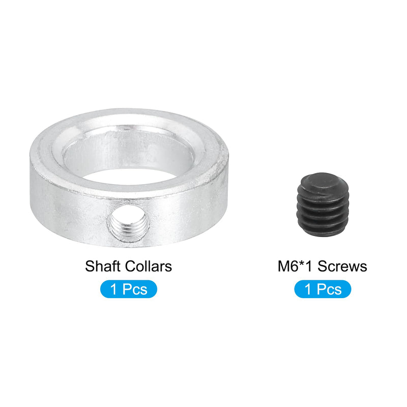 MECCANIXITY Shaft Collar 0.7 Inch Bore Zinc Plated Carbon Steel Set Screw Style Clamping Collars Silver 1 Pcs