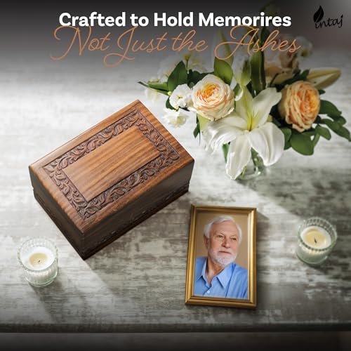 Rosewood Cremation Urn for Human Ashes, Carved Border, Medium 110 lb Carved Border Rosewood Medium (110 lb)