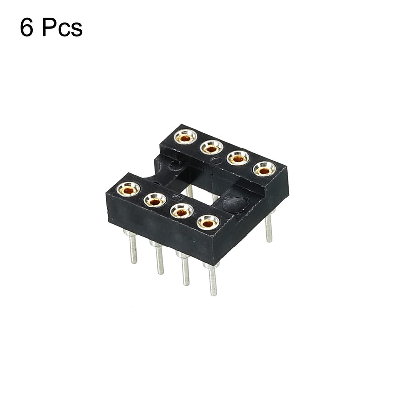 MECCANIXITY DIP IC Chip Socket Adapter Round Pin 8P 2.54mm Pitch IC Socket for PCB Board Chip, 6 Pack