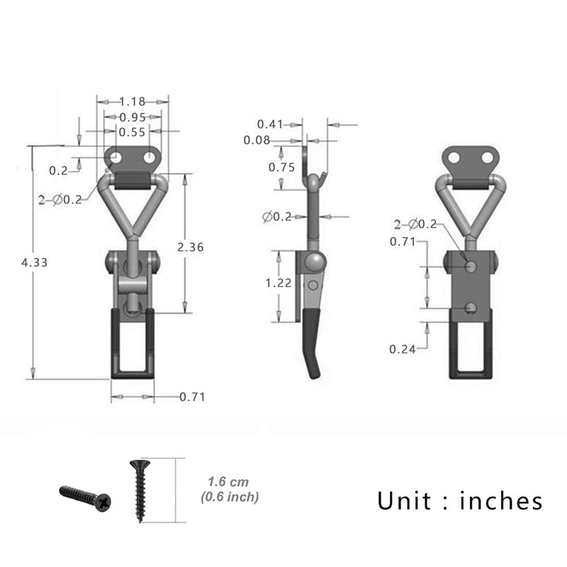 [Australia - AusPower] - E-TING 6Pack Toggle Clamp Latch 100KG 220LBS Holding Capacity 4001Pull Latch Clamps Black Adjustable Quick Release Hasp Clamps for Smoker Cabinet Boxes Case Trunk Jig, Metal Toggle Latch Catch Set 4001?6pack? 