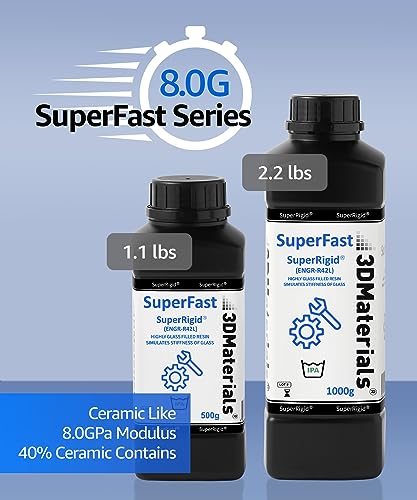 SuperRigid 3D Printer Resin 6.0GPa, 40% of Nano-Micro Ceramic Powder Filled for Ceramic Like Prototypes, Made in Korea by 3DMaterials (500g, White) 500g