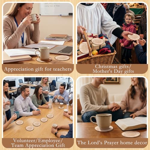 50 Sets Christian Church 4" Bible Verse Cork Coaster Bulk Gift Bag, Wood