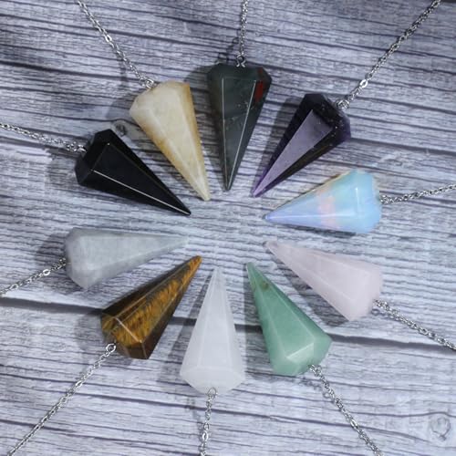 Mixed 9pcs Bulk Pendulum Crystal Reiki Gemstone Quartz Healing Crystals Stones for Spiritual Divination Meditation Chakra Energy Balance Chakra 1