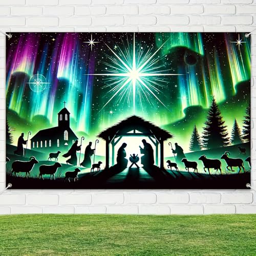 BlissYard Christian Manger Backdrop Star Christmas Decorations 71 x 43 Inch