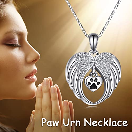 YAFEINI Celtic Knot Urn Necklaces for Ashes Sterling Silver Heart Guardian Angel Wings Urn Necklaces Cremation Memory Jewelry for Women Men Paw urn necklace