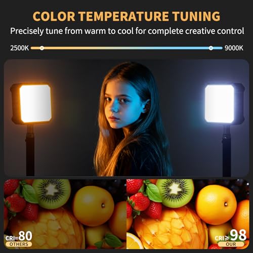 LM01 Bi-Color LED Video Light with Magnetic Back – Attaches to Iron Stands, High CRI, Adjustable Color Temp & Brightness – for Content Creation & Vlogging