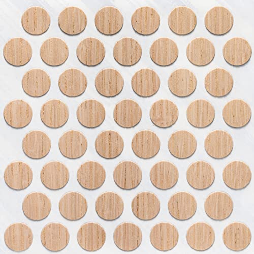FastCap 9/16-inch round red oak screw hole cover stickers for woodworking and furniture cabinetry, five sheets