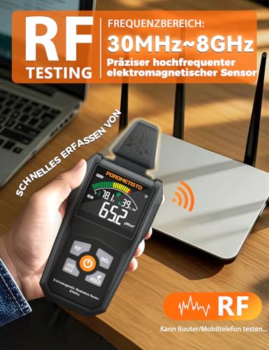 ET01PRO 5-in-1 EMF Meter - Electrosmog Meter with EF/MF/RF/Temperature/Humidity, Max/Min/Memory, Ideal for Professionals, Home & Ghost Hunting