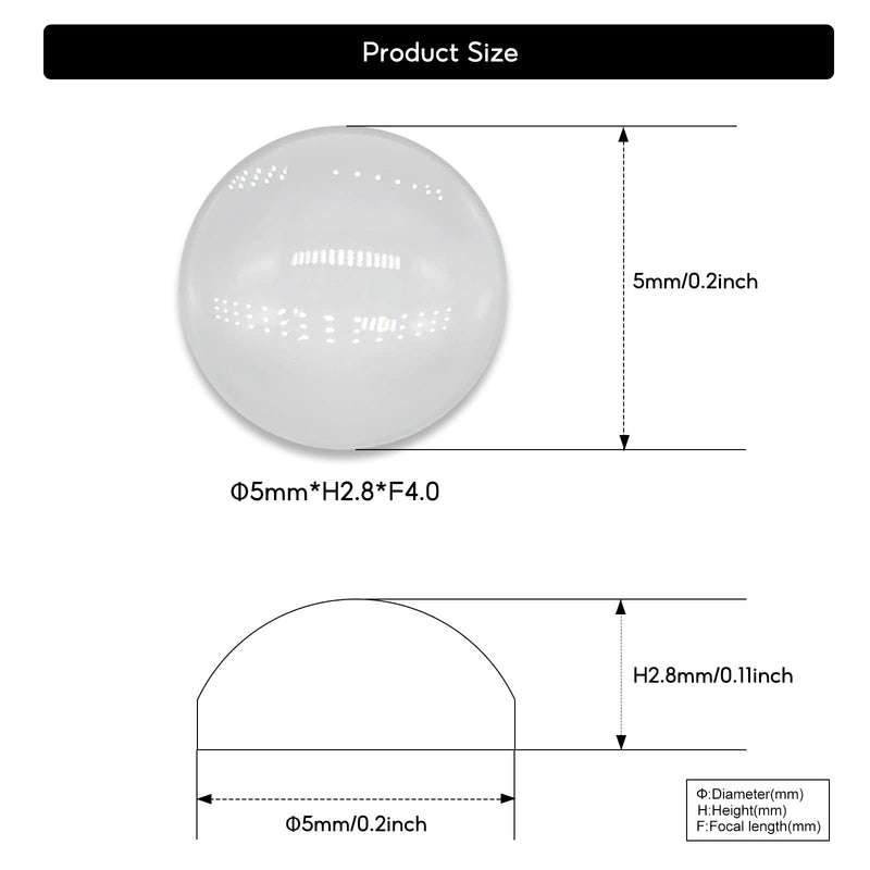 [Australia - AusPower] - 5PCS X Optical Glass Lens Without Edge Dameter 5MM Flat-Convex Lens, Focusing LED Convex Lens (Φ5mm*H2.8*F4.0) Φ5mm*H2.8*F4.0 