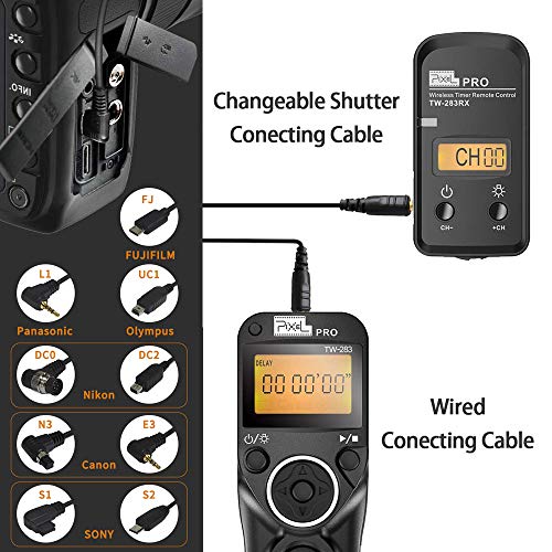 Wireless Remote Shutter Compatible for Nikon, Pixel TW-283 DC2 Wireless Shutter Release Remote Control Compatible for Nikon Z7 Z7II Z6 Z6II Z6III Df D90 D7500 D3300 D3100 D3200 D5000 D5500 D7200 D7000 TW283/DC2