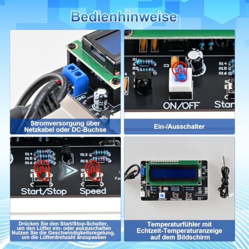 PWM DIY Fan Control 12 V Soldering Kit 2 3 4 Pin Fan with Temperature Sensor Motor Control Speed Control Beginner Electronic Learning Set for Fans, PC Case Fan Aquarium