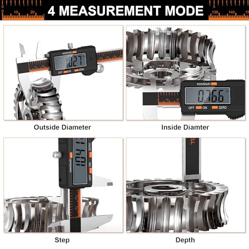HARDELL Digital Caliper 150 mm, Digital Calliper Made of Stainless Steel, LCD Display, mm/Inch Conversion, Zero Adjustment, Splash-proof & Dustproof, for Workshop, 3D Printing and Car Black 150mm