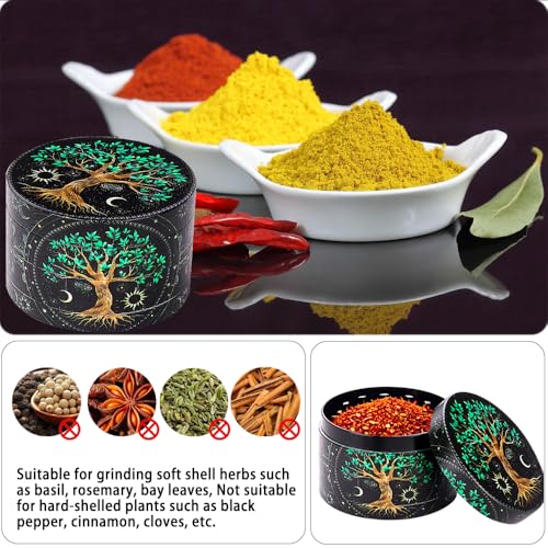 Grinder Set, Includes 2.5 inch Herb Grinder, Rolling Tray, Storage Jar&Rolling Stick, Lockable Bamboo Box Gift Set for Men Women Tree Set