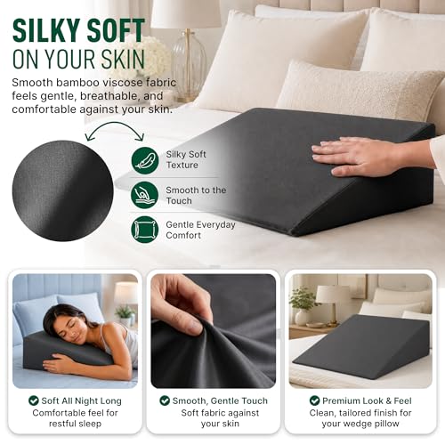 Bamboo Viscose Wedge Pillow Cover with Zipper 24" L x 24" W x 7" H 24"L x 24"W x 7"H