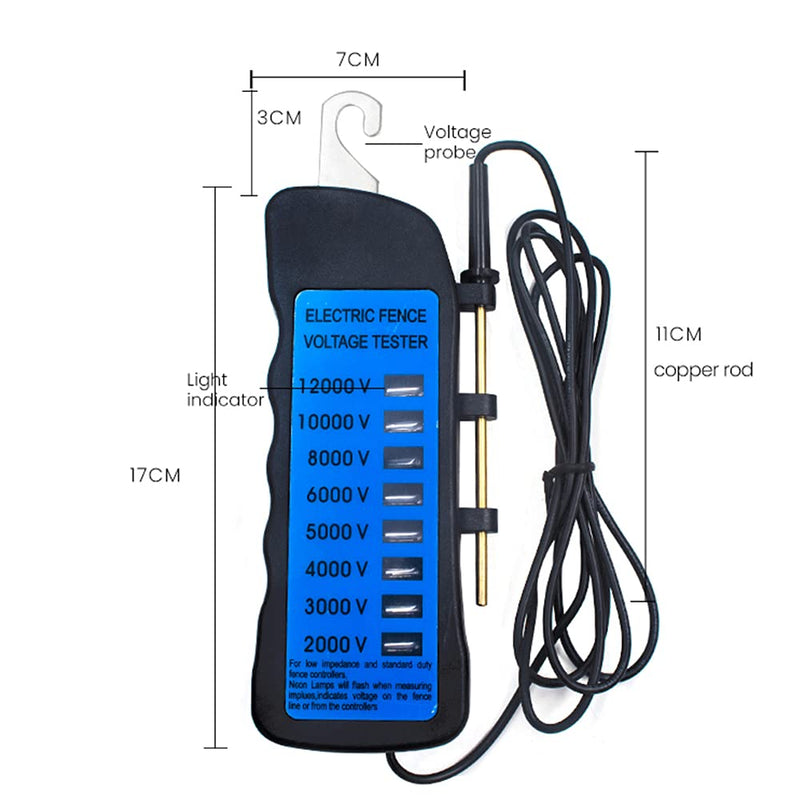 [Australia - AusPower] - Electric Fence Voltage Tester, 12KV Fence Tester 8 Neon Indicator Lights/Fence Tester for Farms 