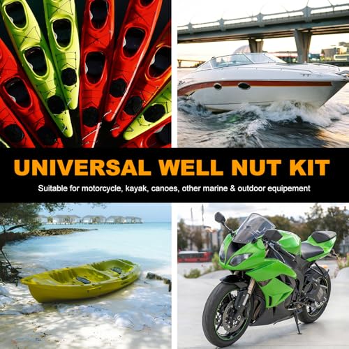 OURONOTO rubber well nuts with brass inserts, M4 M5 M6 assortment for kayak mounting and hardware fastening
