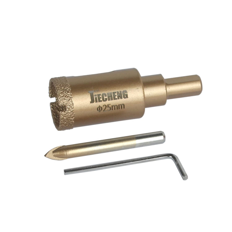[Australia - AusPower] - Brazed Diamond 1 inch Hole Saw with Center Drill Bit for Ceramic,Porcelain,Tile,Glass,Granite Quartz,Marble,Gemstone,Dry Drilling 25mm 25mm(1") 