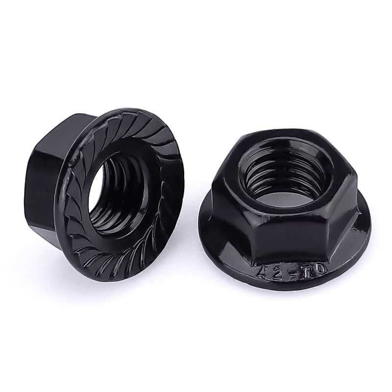 [Australia - AusPower] - 1/4"-20 Hex Head Serrated Flange Nuts, 304 Stainless Steel 18-8 Hexagon Head Flange Nuts, Black Oxide Finish, Hex Drive, 25 PCS 1/4"-20 