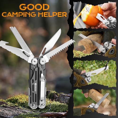 BIBURY 22-in-1 titanium plated multitool pliers with scissors and self-locking mechanism