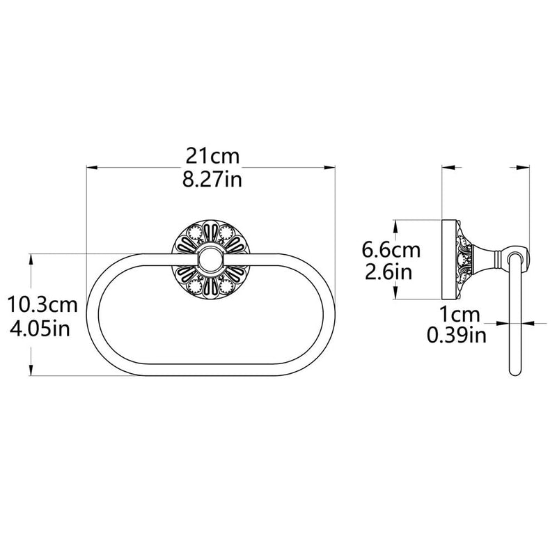 Antique Oval Towel Ring Holder Brass Material Towel Ring for Towel Storage Wall Mounted Towel Hanger Rack for Bathroom Toilet (Black) Black