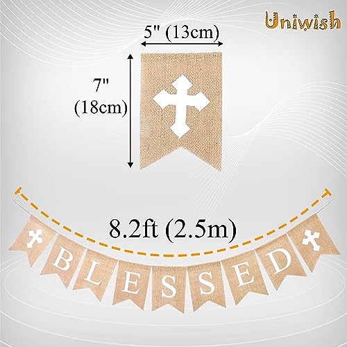 Uniwish Blessed Banner Easter Garland Sign Baptism Decorations