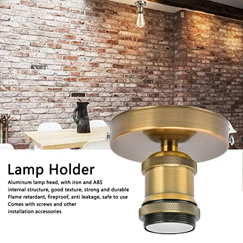 Ejoyous E26 E27 Lamp Holder, Vintage Ceiling Light Lamp Holder Retro Light Bulb Holder E27 Base for Kitchen Bedroom Living Room DIY Accessories (Golden Old Colour) Golden old colour