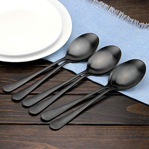 AOOSY 6 Pcs Matte Black X-Large Servin Spoons, 9.8 In Serving Tablespoons 6Pcs-Black
