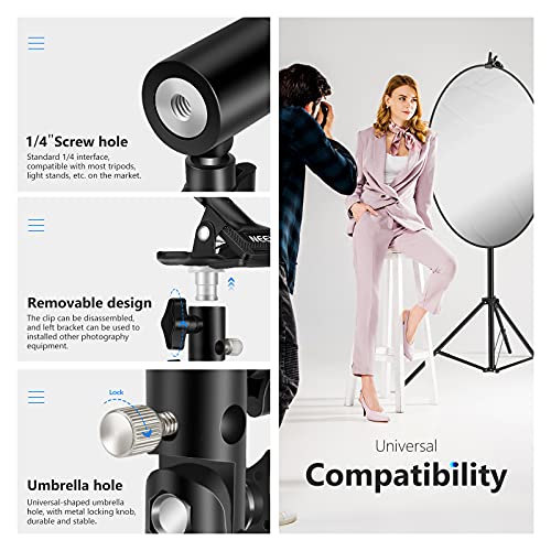 Neewer 3 PCS Photo Studio Heavy Duty Metal Clamp Holder with 5/8" Light Stand Attachment for Reflector CL-02 (3 Pack)