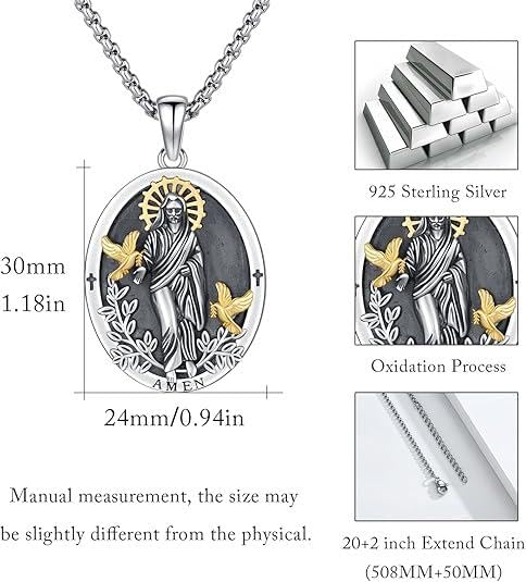 Jesus Medal/Saint Michael/Saint Francis/Saint Necklace S925 Sterling Silver Seiyang Saint Necklace Amulet Medal Pendant Catholic Religous Protection Jewelry Gift for Men Women A-Saint Francis Necklace