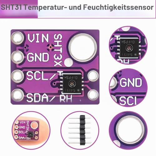 Digital Humidity Temperature Sensor Módulo RUIZHI SHT31-D Temperature Sensor and Humidity Sensor DC 2.4-5.5V Temperature and Humidity Sensors IIC I2C Interface Compatible with Arduino (Pack of 3)