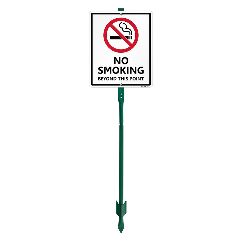SmartSign 12 x 10 inch “No Smoking Beyond This Point” Yard Sign with 3 foot Stake, 40 mil Laminated Rustproof Aluminum, Red, Black and White, Set of 1