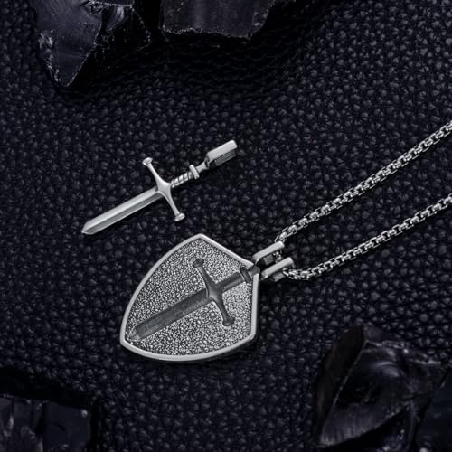 Seiyang 925 Sterling Silver Patron Saint Pendant Necklace Amulet Medals Religious Jewellery Gifts for Men Women (with Gift Box) B01-St Michael with Sword