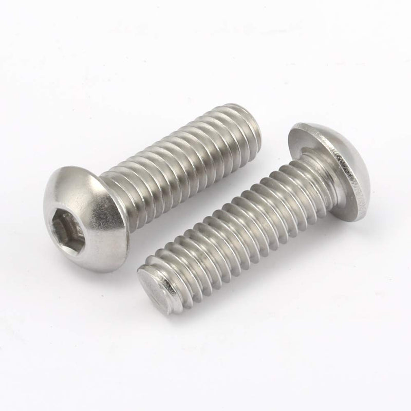 [Australia - AusPower] - 1/4-20 x 1/2" Button Head Socket Cap Screws, 18-8 Stainless Steel (304), Bright Finish, Fully Threaded, Allen Hex Drive, 50 PCS 1/4-20 x 1/2" 