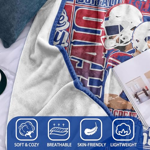 Football Gifts for Men Women, Gifts for Team Fans, Sports Football Blanket for Fans, Blue Football Style Blanket for Sofa Bed Chair 80"x60" 80"x60"