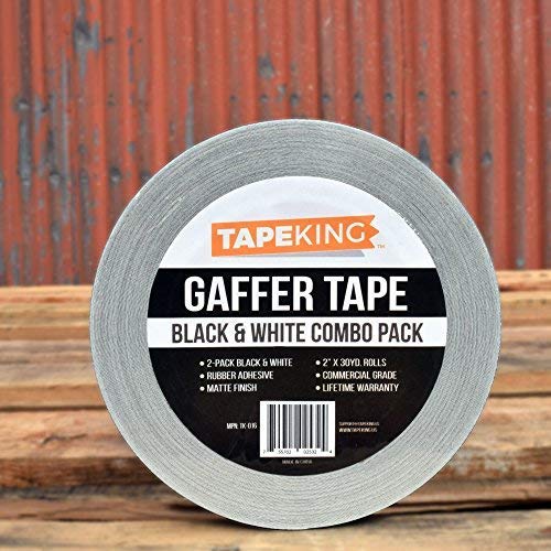 Tape King Gaffers Tape (Black & White) | 2 Inch Wide x 30 Yards Per Roll (180 Ft) Pro Gaff Tape | Durable Cloth Matte Black Tape with Strong Rubber Adhesive for Events, Cables, and Decorations (2 Pcs) 2-Roll Black & White - 2” Wide