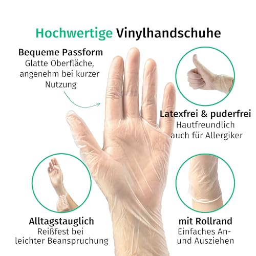 SF Vinyl Gloves L Transparent - Pack of 100 Disposable Gloves Powder-Free | Latex-free disposable gloves for care, examination, cleaning, kitchen, cosmetics and household use; for commercial and everyday use