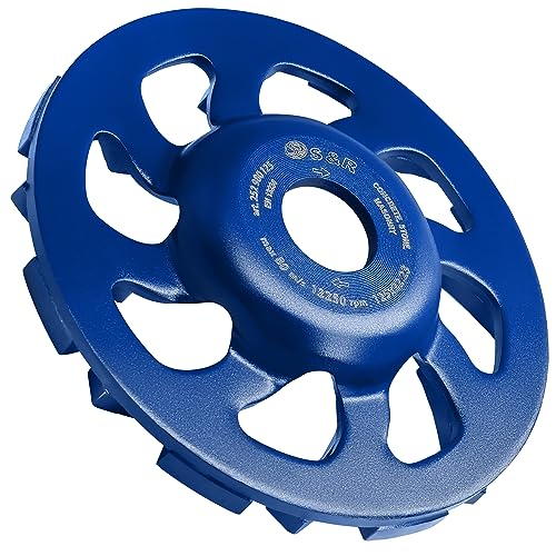 S&R Diamond Cup Wheel 125 mm - Cup Grinder for Concrete, Natural Stone, Granite, Brick, Masonry and More, Suitable for Angle Grinders with 22.23 mm Bore